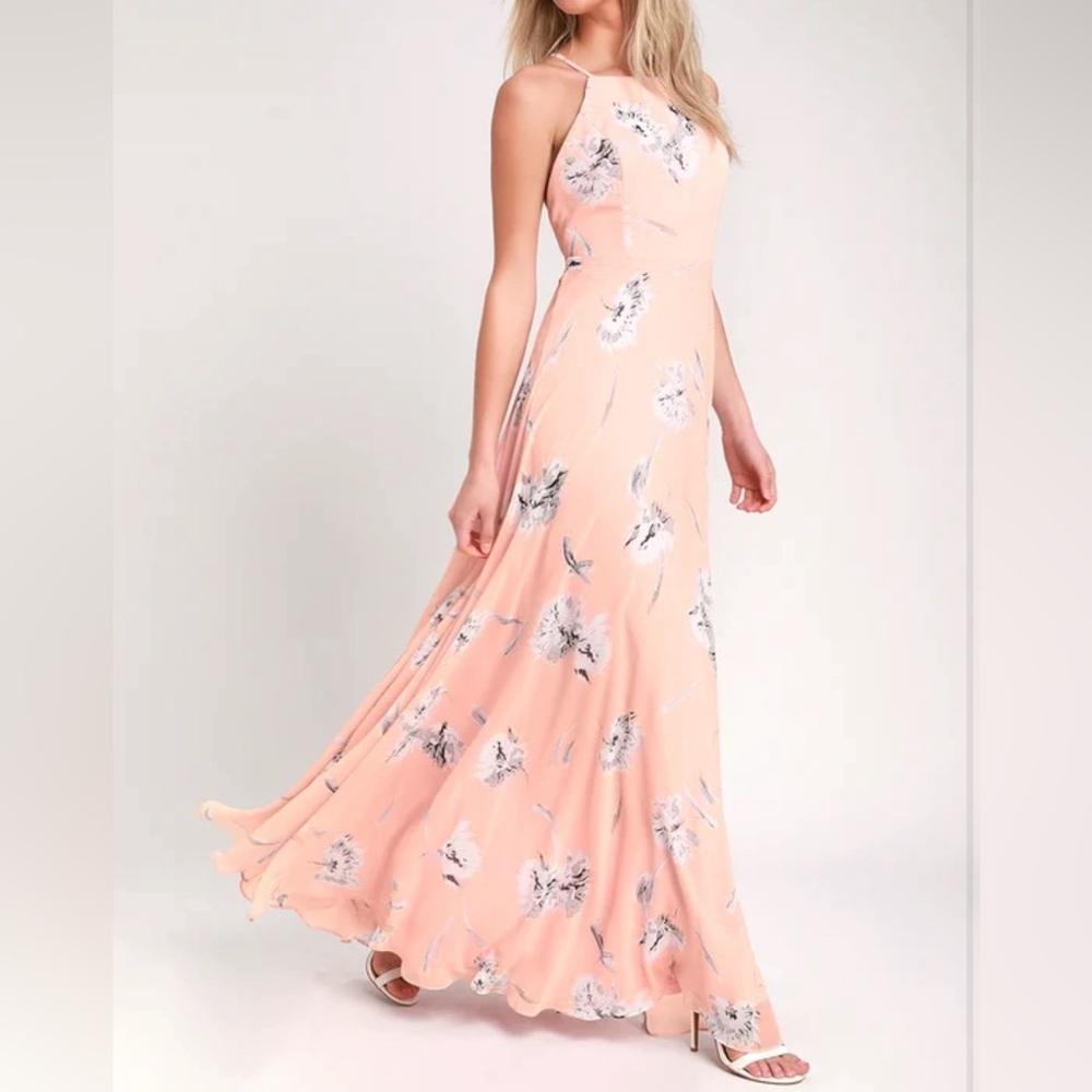 Lulus Eternal Joy Blush Pink Floral Print Maxi Dress